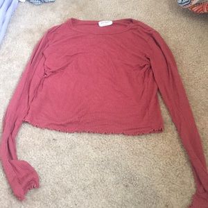 coral crop top w/ frills